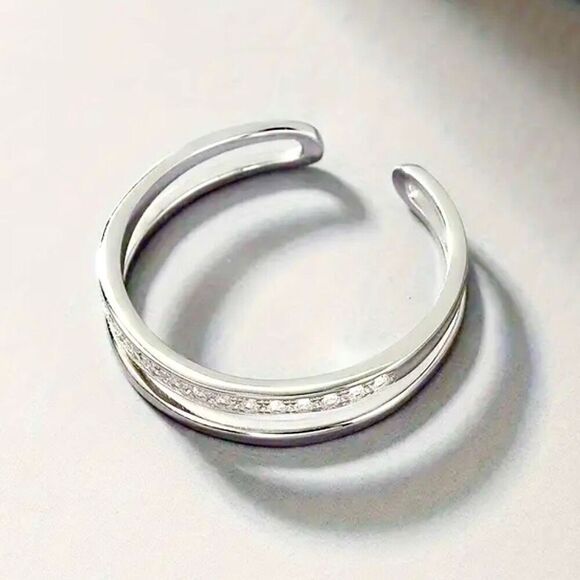 AYP Sterling 925 Silver & Zircon Adjustable. Ring - Picture 7 of 12